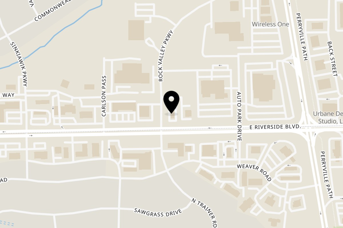 Map showing the location of Tacos El Jefe on 6566 E Riverside Blvd in Loves Park